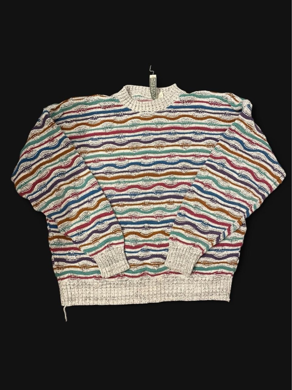Multicolor Wave Knit Crewneck Sweater - Women